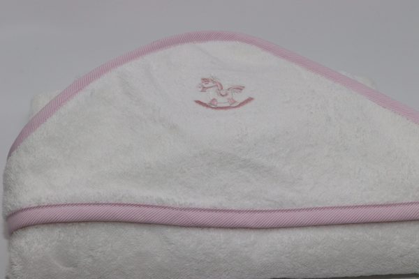 Rocking horse baby hooded towel blue/pink - Image 3